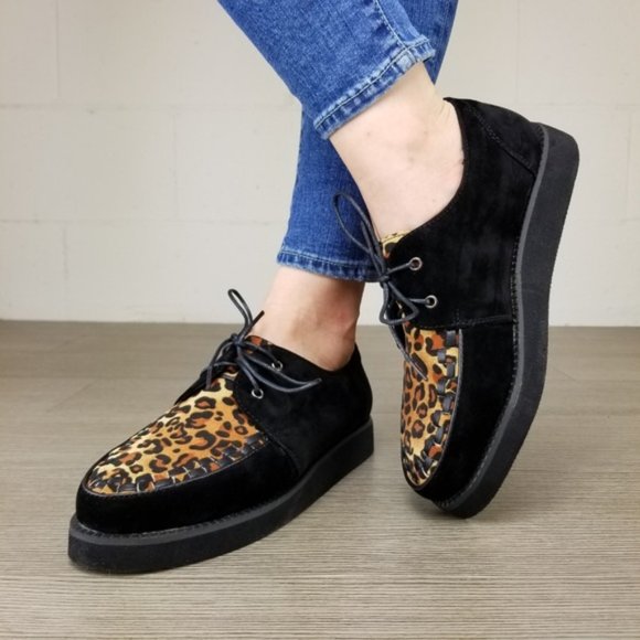 Black & Leopard Creeper Sneaker With Black Sole - Picture 5 of 7